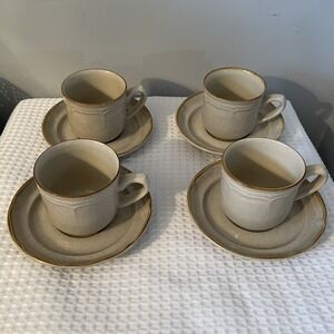 Vtg International Endura La Fraise Stoneware JAPAN Coffee Tea Cup Saucer 4 Set